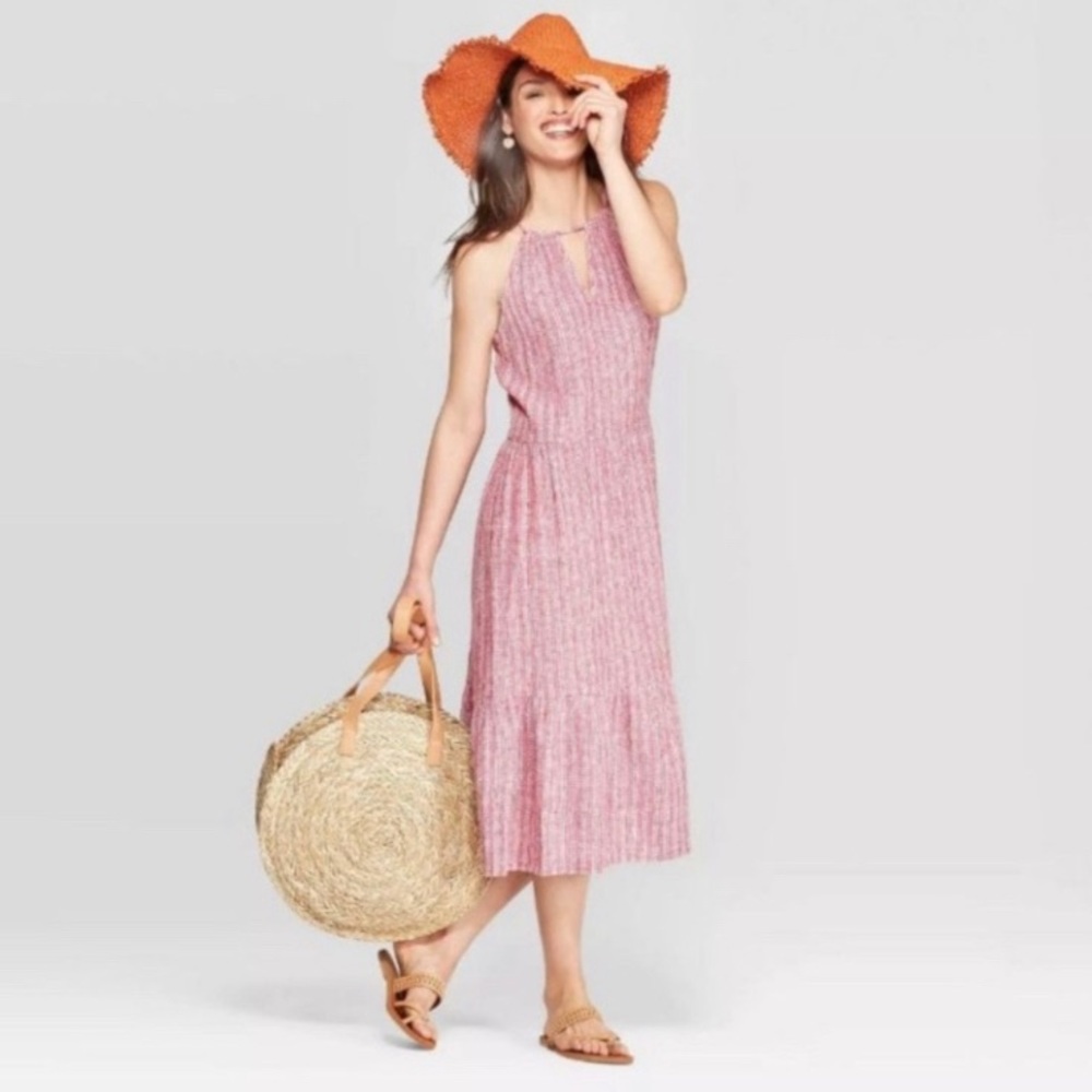 Universal Thread Linen Blend Red Dress
